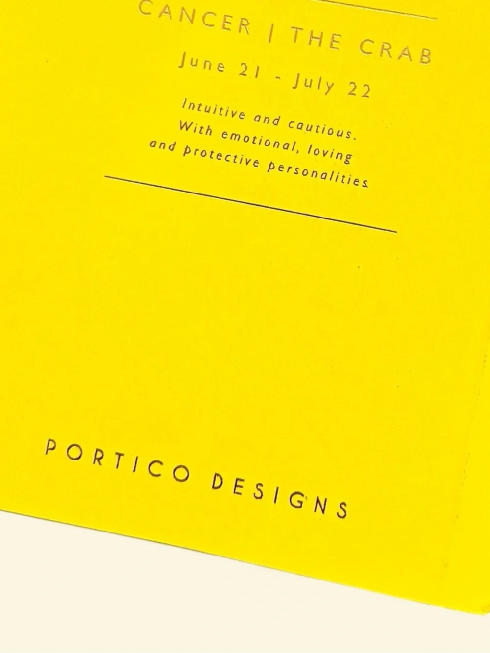 Cancer Zodiac Journal Notebook in Bright Yellow with Metallic Accent